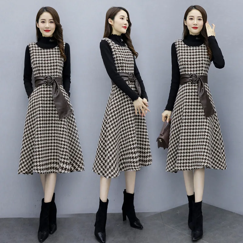 

Plaid Set/Suit Skirt 2019 Winter Elegant Fashion Elegant Versatile Waist Hugging