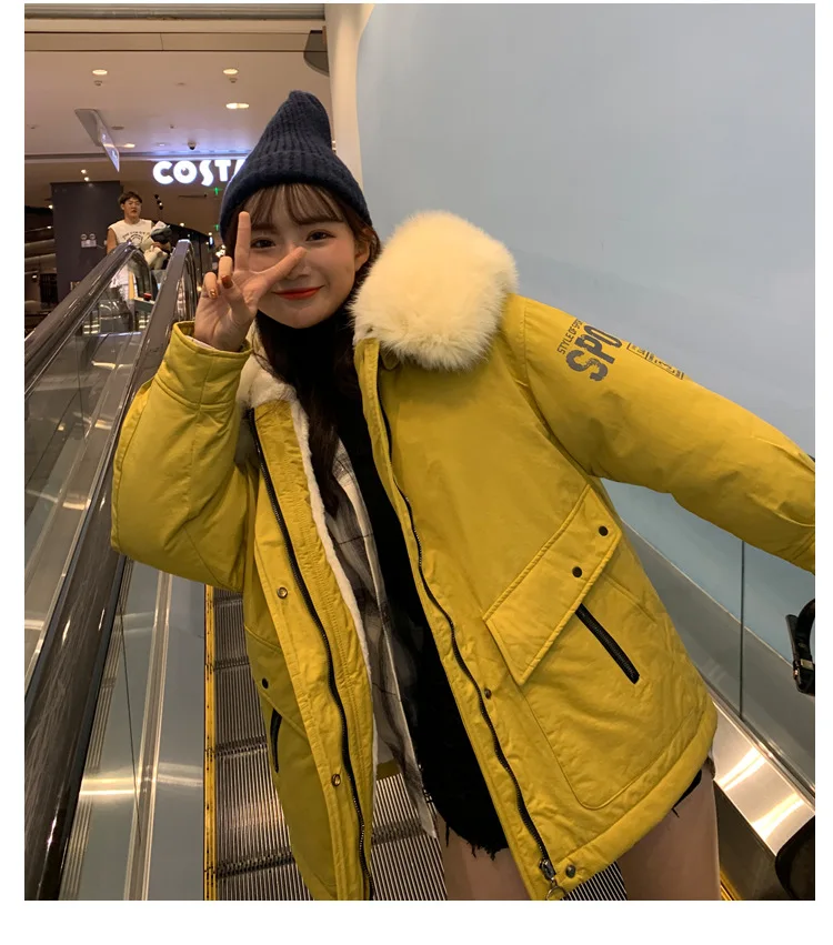 Winter jacket women for women short style new Korean version of loose cotton jacket with velvet and thick cotton