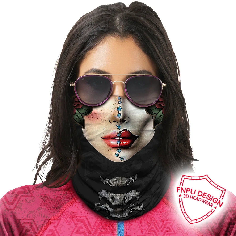 Модный сахарный череп бесшовная Балаклава полулицевая маска для рыбалки Велоспорт головной убор шеи рукавицы банданы голова ветрозащитный спортивный шарф