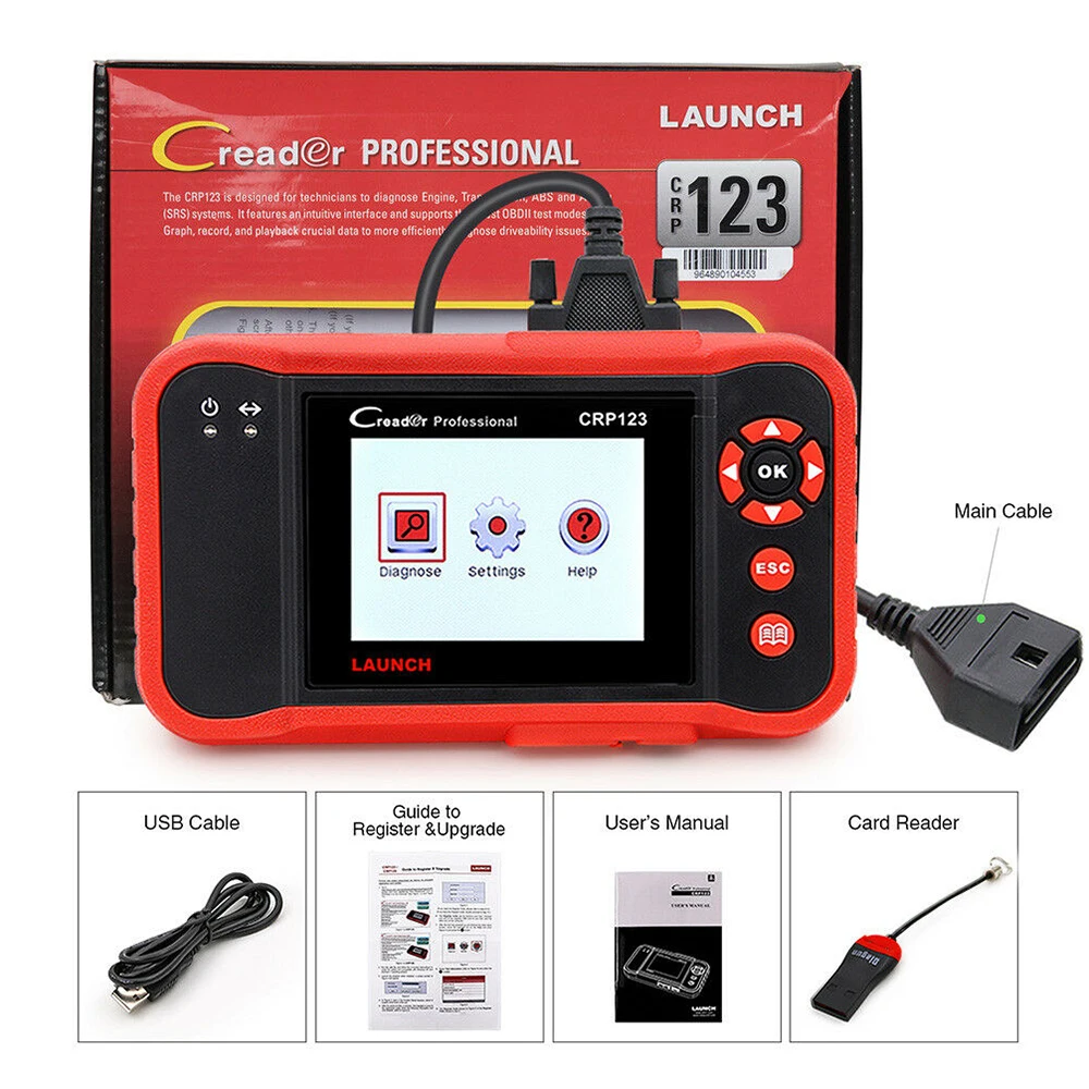 LAUNCH X431 CRP123 OBD2 диагностический инструмент автоматический сканер трансмиссия двигателя ABS SRS бесплатное обновление OBDII код ридер автомобильный инструмент