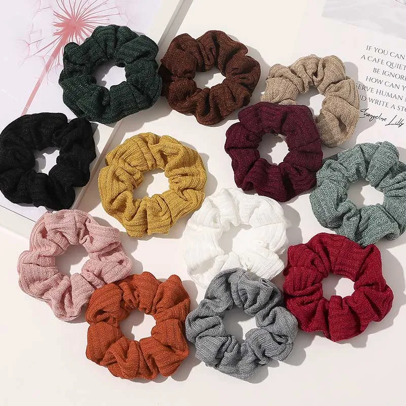 

Winter New Elegant Knitted Stripe Scrunchie Women Girls Elastic Hair Rubber Band Accessories Tie Hair Ring Rope Holder Headdress