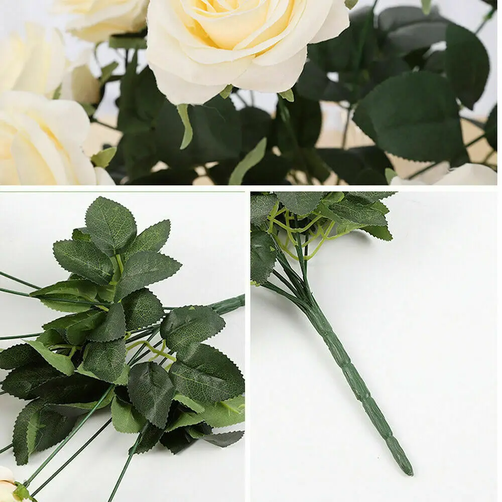 10 Heads Rose Artificial Flower Big Bouquet Silk Flower for Wedding Home Party Decoration Fake Flower Fall Decoration