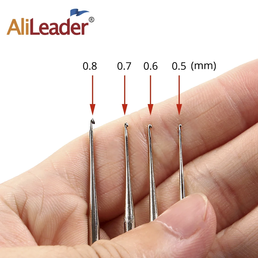 Crochet Hook 0.5 0.6 0.7 0.8Mm Micro Hook Needles For Wig Making Crochet Locks Braids Weaving Needle Tools Crochet Hooks 4Pcs