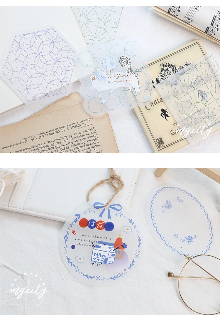 30sheets Creative life color Bullet Journal sticker Transparent Paper Note Memo Notepad no Stickiness School supplies kawaii