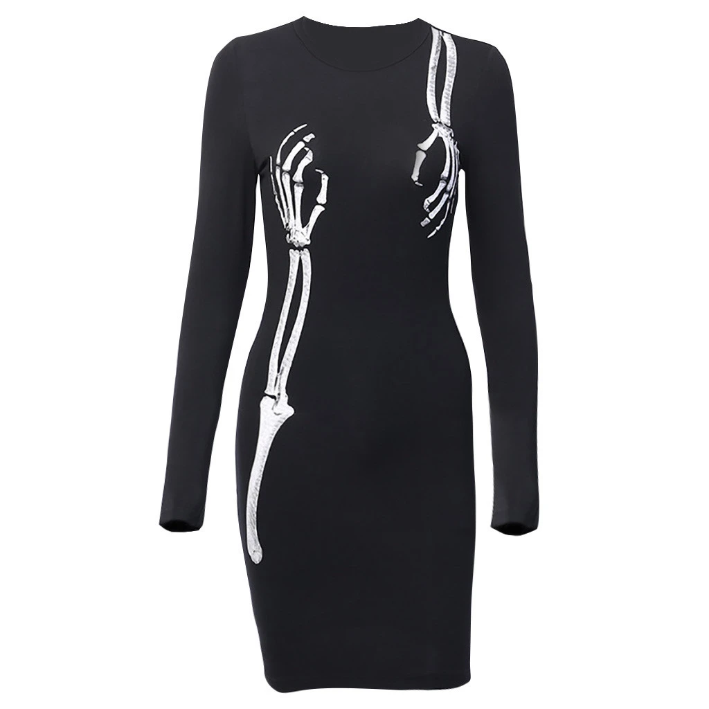 2019 Winter Dress Women Sexy Elegant Slim Sheath Party Dresses O Neck Warm Print Tight Buttocks Mini Dress Ladies 828