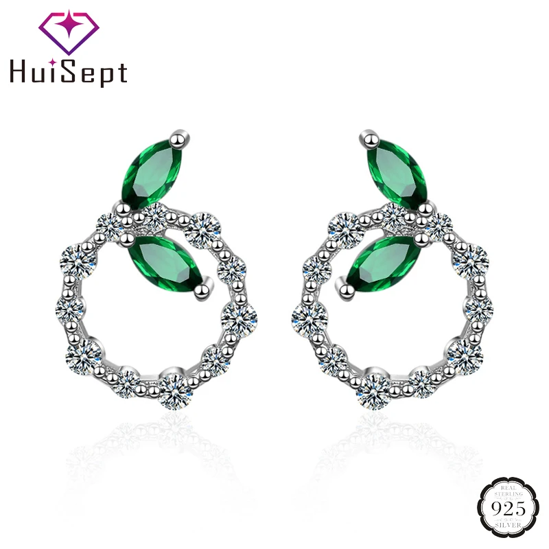 HuiSept модные серебряные серьги 925 ювелирные изделия в форме листа изумрудные