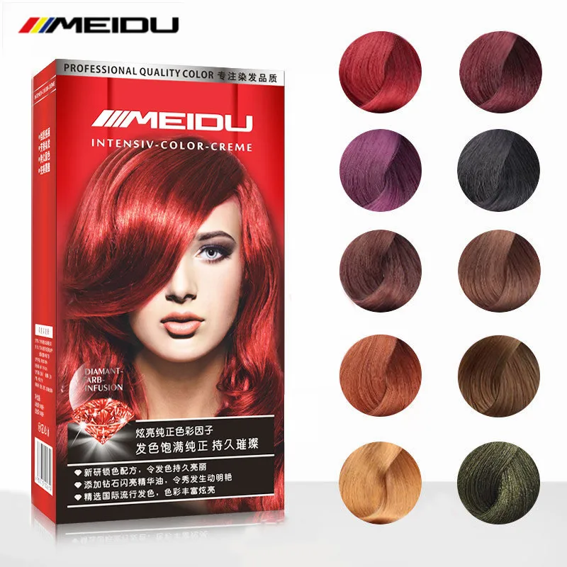 MEIDU Professional Use Colour Cream Golden Brown Red Purple Hair Color Dye  Cream Natural Permanent Hair Dye with Peroxide Gream