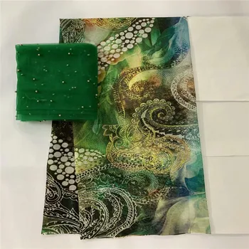 

High quality silk fabric for lady dress printing george silk fabric African metallic silk fabric 114cm/8mm 5+2 yards LXE04148