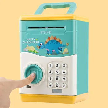 

Electronic Piggy Bank Mini ATM Coin Money Saving Box for Children Toys Automatic Fingerprint Open Stegosaurus