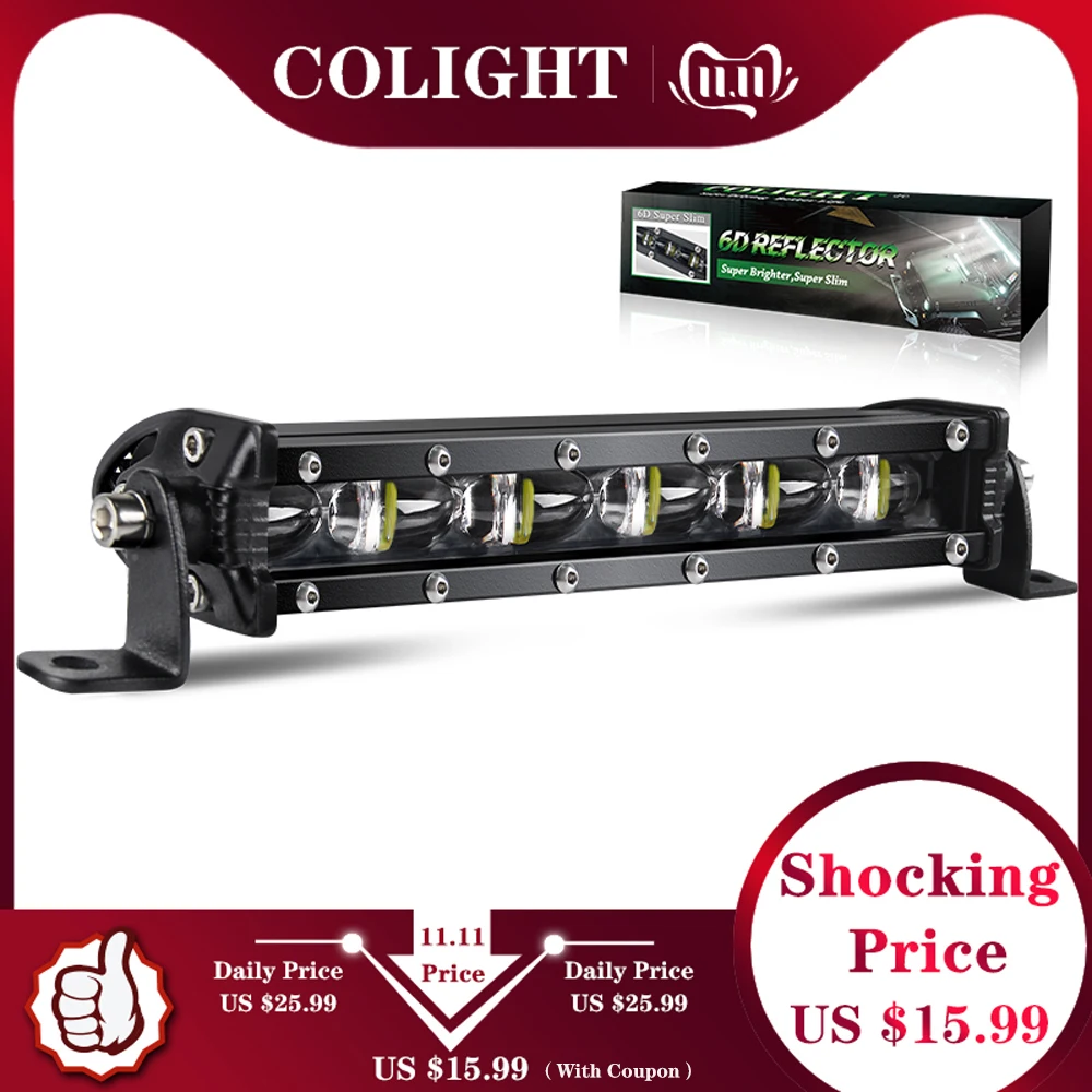 

CO LIGHT 6D 8" Offroad LED Light Bar 30W LED Work Light Bar Flood Spot Beam Daytime Running Light for ATV SUV Truck 4x4 Led Bar
