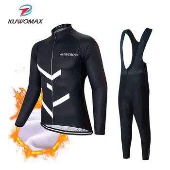 

KUWOMAX Long Sleeve cycling set Keep warm in winter pro mtb bike campaign Thicken warm cycling set Maillot Ropa Ciclismo
