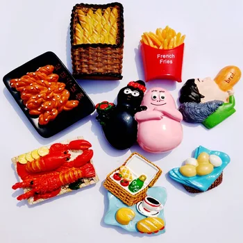 

3d Resin Magnet Fridge Bread Basket Egg Chips Twist Lobster Breakfast Tomato Refrigerator Paste Home Decorative Magnet Cute Gift