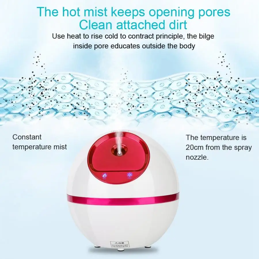 350ml Adjustable Facial Sprayer Hot Cold Warm Mist Nozzles Nano Ionic Facial Steamer Beauty Face Skin Care Tools EU Plug 220V