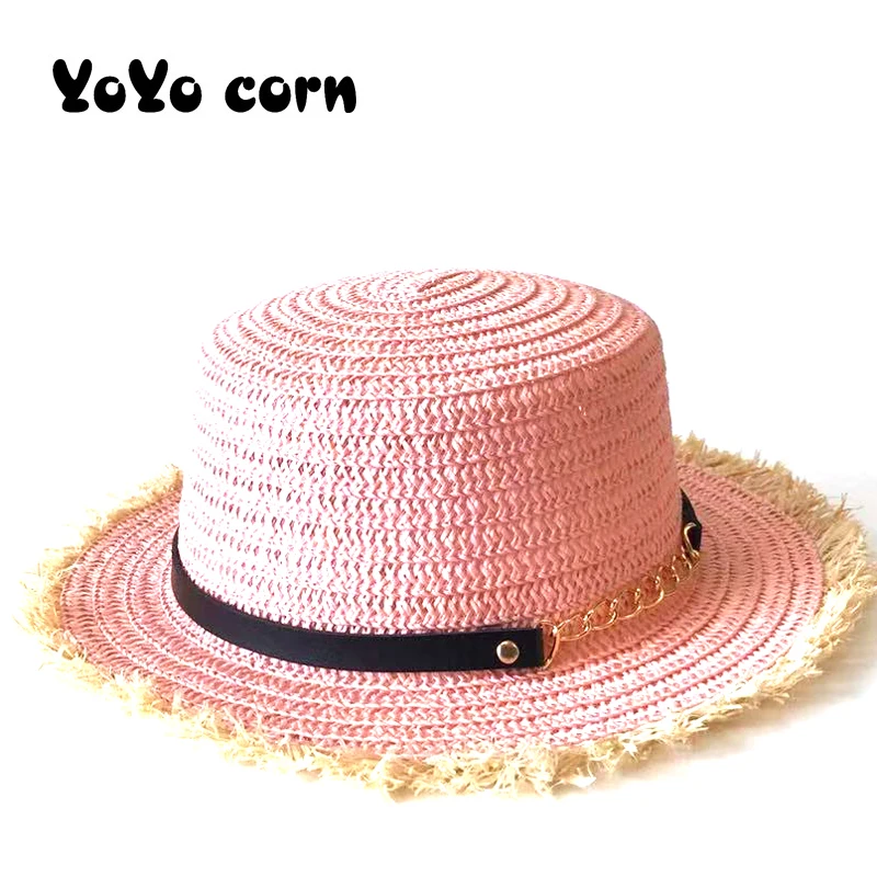 

YOYOCORN Vacation Panama straw hat women wide brim Beach jazz men hats Foldable Chapeau Black belt raffia Summer unisex sun cap