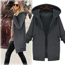 Large Size Women Autumn Winter Coat Long Hooded Plus Velvet Thick Hoodies Sweatshirts Coat Tops Female 2020 New