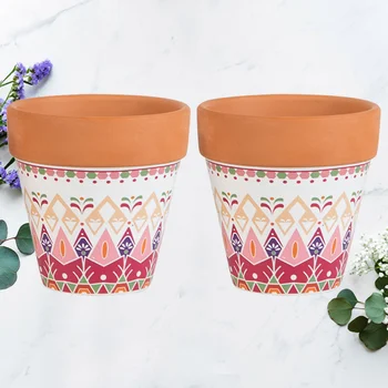 

2PCS Red Pottery Succulent Flowerpot Creative Ceramic Flower Pot Creative Bonsai Flowerpot Crafts Coarse Pottery Plants Pot for
