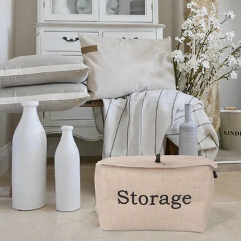

1PC Clothes Storage Box Multi-purpose Storage Box Folding Storage Box Square Storage Box Jute Retro Clothing Box for Store Hotel