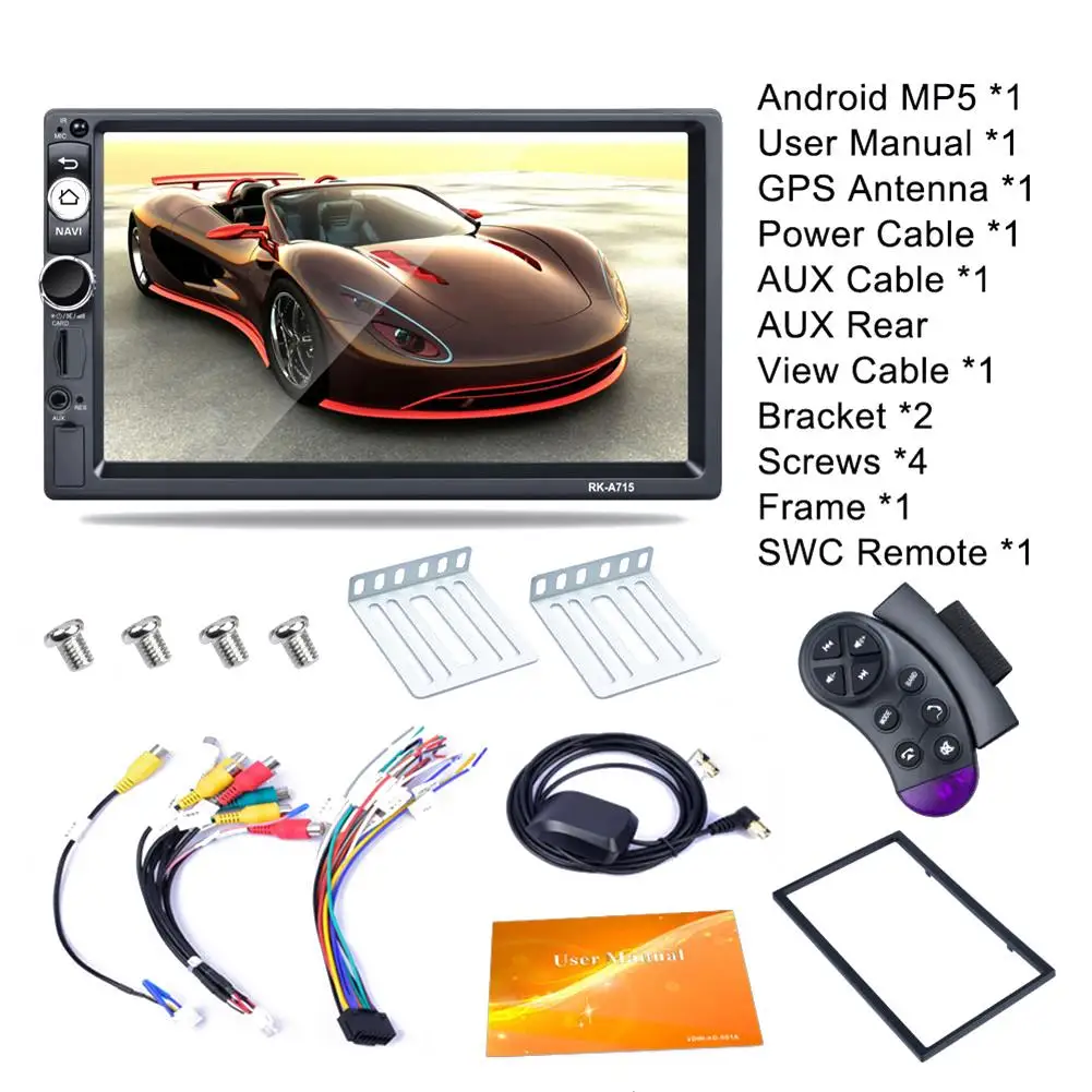 Автомагнитола 7 дюймов мультимедийный Mp5 плеер на Android 8 1 с Gps Bluetooth FM Wi