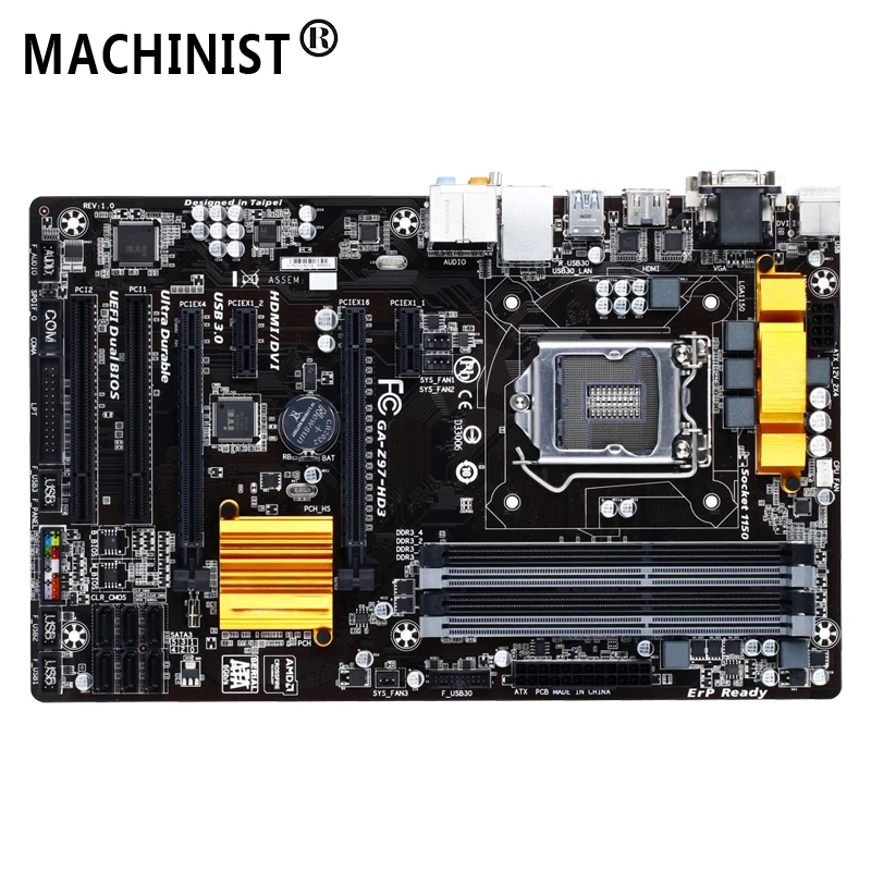 

For Gigabyte GA-Z97-HD3 Desktop motherboard MB Intel Z97 LGA 1150 ATX DDR3 32GB SATA3.0 USB3.0 Gigabit nics 100% fully Tested