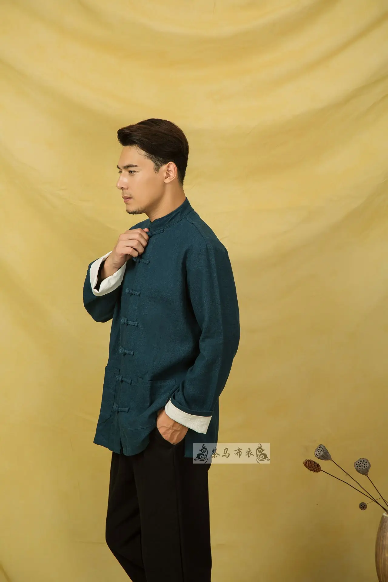 Осенние мужские льняные куртки Hanfu в китайском стиле, традиционные топы, костюм Tang, Свободная блуза с длинными рукавами, Восточная одежда Kung Fu Asia