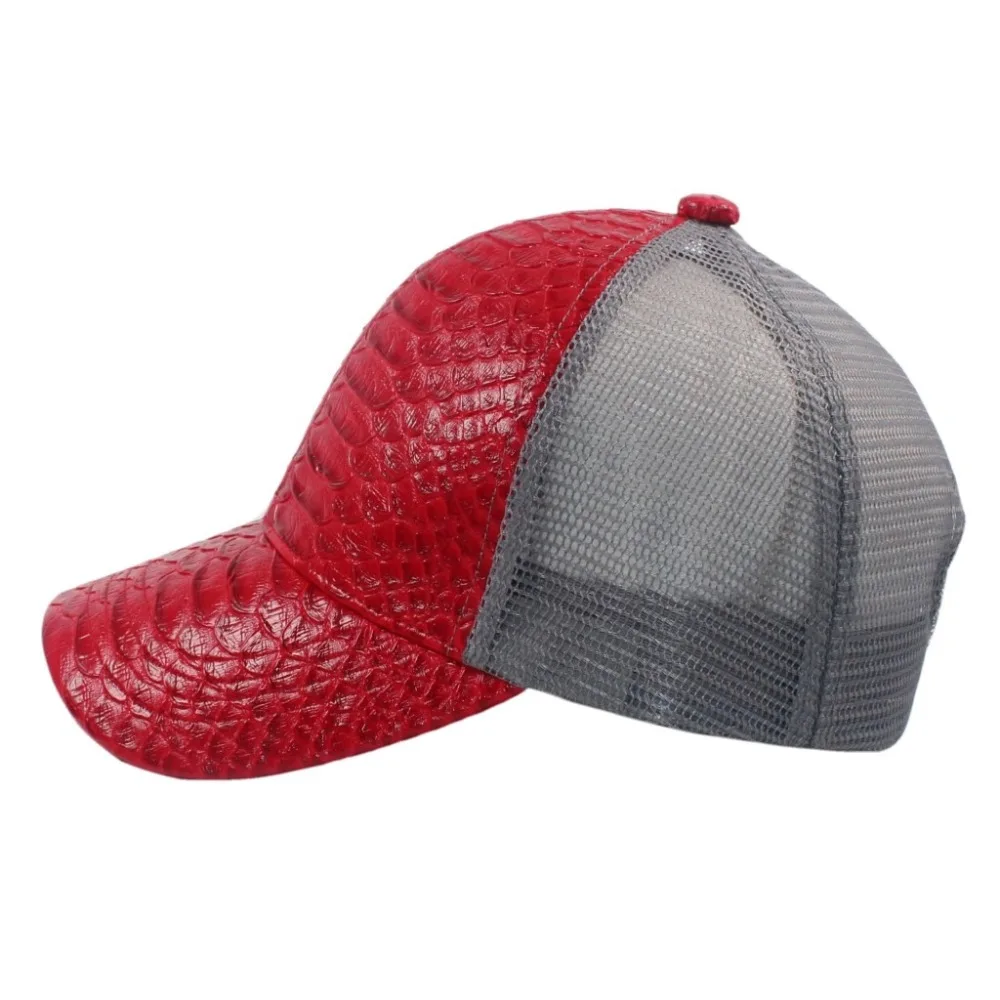 Искусственная кожа змеиная красная Кепка Такер PU Крокодил Snapback сетчатая бейсбольная Кепка Gorras для мужчин и женщин унисекс
