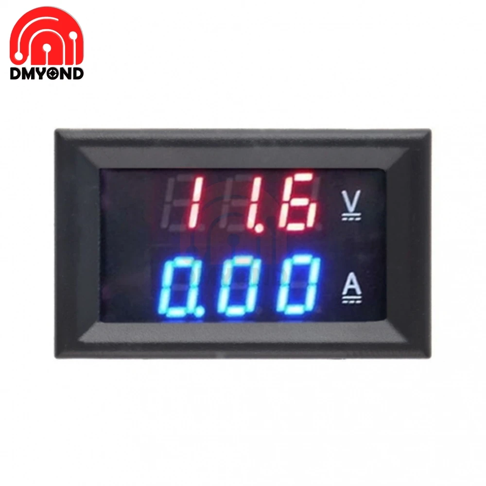 0 28 &quotDC 100V 10A 100A светодиодный вольтметр измеритель тока Красный Синий Вольтметр