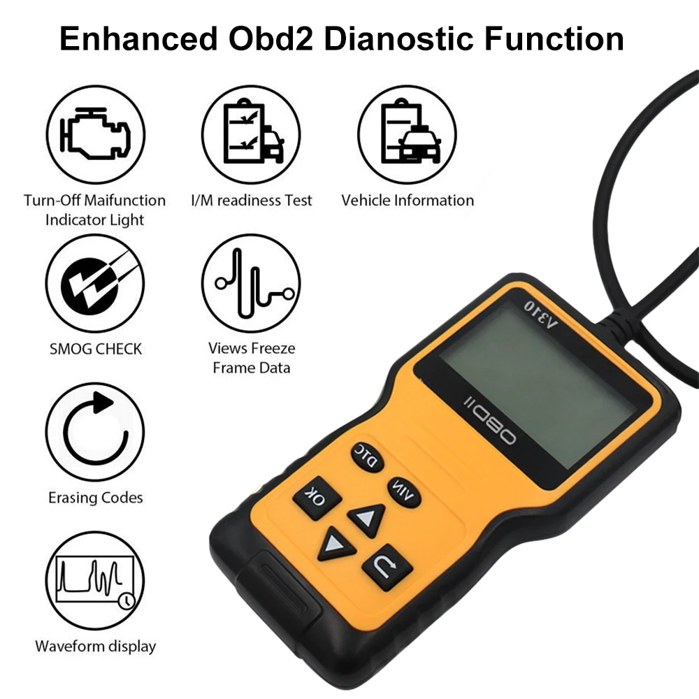 Viecar V310 полный OBD2 V 310 V1.1 считыватель кодов OBDII/EOBD OBDII автомобильный диагностический