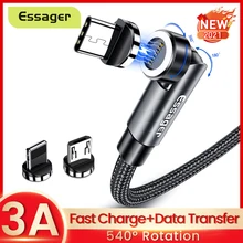 Essager 540 Drehen Magnetischer Kabel 3A Schnelle Lade Micro USB Typ C Kabel Für iPhone Xiaomi Magnet Ladegerät Telefon Daten draht Kabel