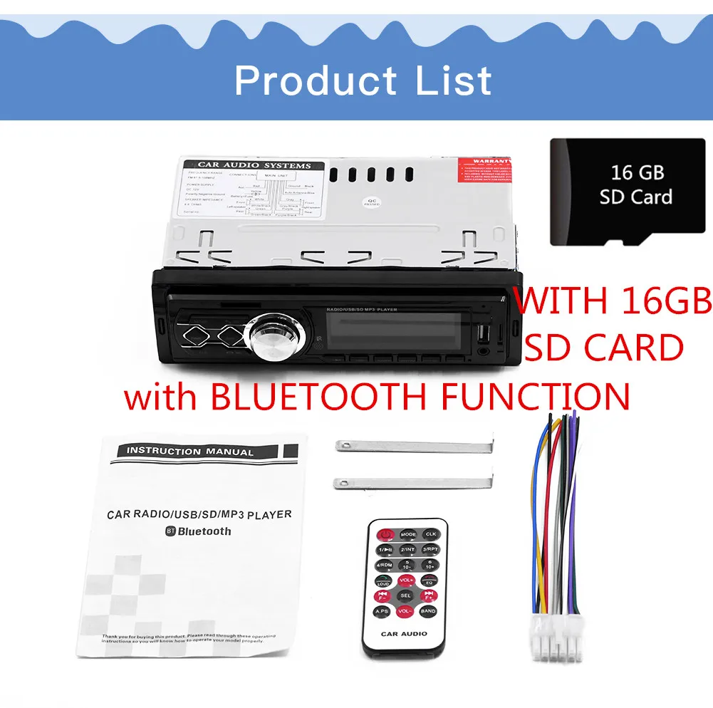 Bluetoot-16GBcard 12 в 1 Din в-dash универсальный автомобильный Радио MP3 плеер стерео аудио Музыка FM USB AUX TF карта мультимедиа - Цвет: Bluetoot-16GBcard