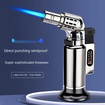 New Jet Flame Windproof Cigar Lighter Butane Gas Blow Torch Lighter For Kitchen BBQ Wholesale 2
