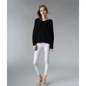 

2020 Fashion Spring and Summer stylish v-neck halter top long-sleeved Knit sweater