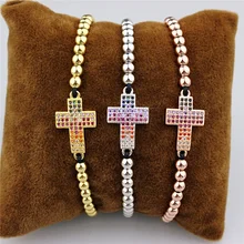 Регулируемый 5 шт./лот Крест cz микро проложить браслет, медные бусины с коннектор cz браслет, ручной работы diy ювелирные изделия