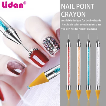 

2 mode Nail Art Acrylic Point Flower Double Head Diamond Embroidery drill Dot Painting Pen Rhinestone Picker Crystal Handle Tool