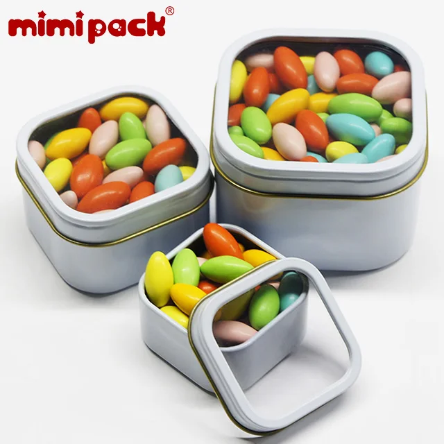Mimipack квадратные жестяные коробки с прозрачным окном сахар шоколад коллекция