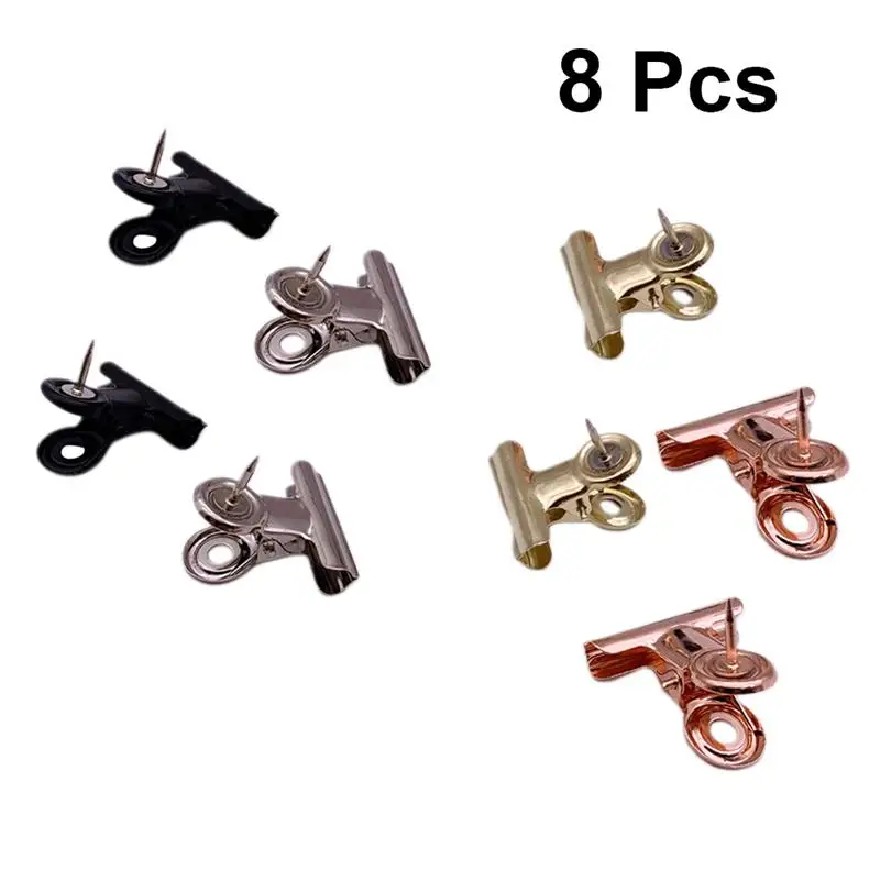Thumbtack-Clips de Metal duradero, pinzas de utilidad, abrazaderas de clavos, Clips de papel para oficina, facturas, escuela, 8 Uds.