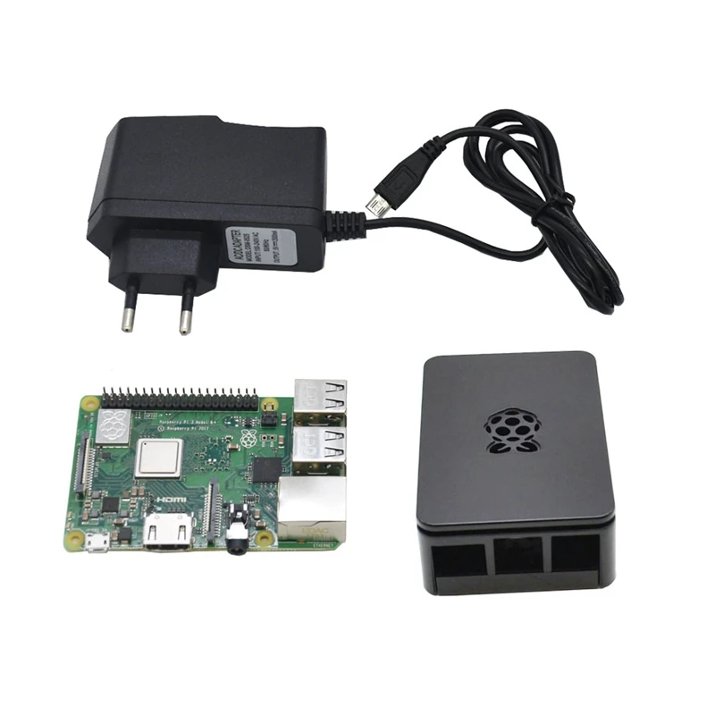 Для Raspberry Pi 3 Model B+(Plus)+ Abs чехол+ 5V 2.5A Мощность адаптер с поддержкой Wi-Fi и Bluetooth Декодер каналов кабельного телевидения штепсельная вилка европейского стандарта