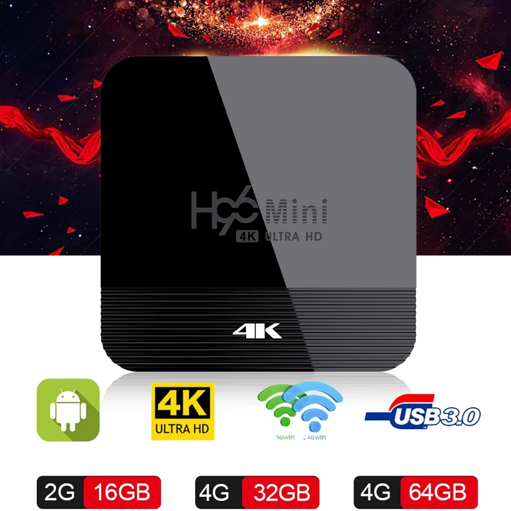 H96 мини H8 Android 9,0 ТВ приставка RK3228A 28nm четырехъядерный A7 2,4G/5G Wifi BT4.0 4K ТВ приставка Google плеер Youtube медиаплеер