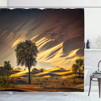 

Shower Curtain Set with Hooks 72x78 Nature Scenic Land Sunset Beauty View Desert Ghaf Extreme Near Parks Mountain Outdoor Dusk