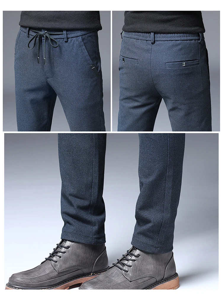 HCXY мужские брюки осень и зима новые толстые теплые большие размеры бизнес длинные брюки повседневные брюки мужские