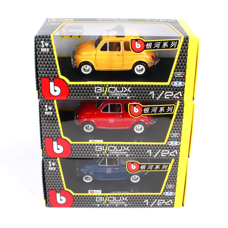 Bburago 1:21 1965 Fiat 500F 500L синий желтый литой автомобиль 135*62*65 мм открытые двери