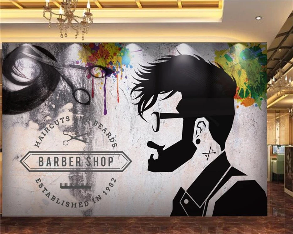 beibehang-Custom-wallpaper-3d-mural-retro-nostalgic-hair-salon