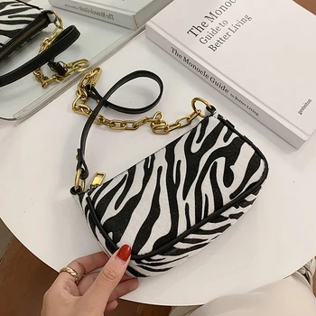 

с доставкой Zebra Pattern Small PU Leather Shoulder Bags for Women 2020 Trending Chain Handbags Women's Branded Trend Hand Bag