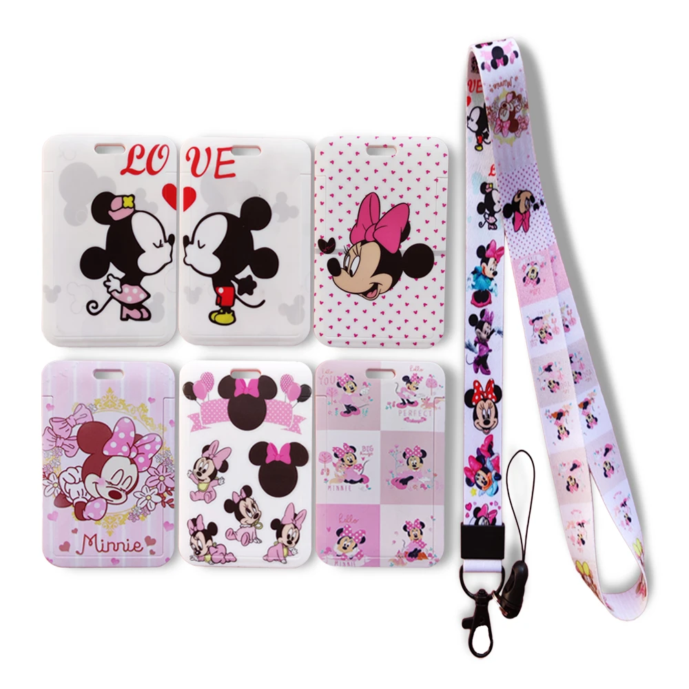 Disney Mickey Minnie Mouse Girls ID Business Badge Card Case Frame ABS  Employee Case Cover Student Lanyard Name Card Holder|Card & ID Holders| -  AliExpress
