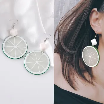 

Harajuku Acrylic Fruit Pendientes Big Lemon Slices Flower Drop Earrings For Women Fashion Summer Cute Boucle D'oreille