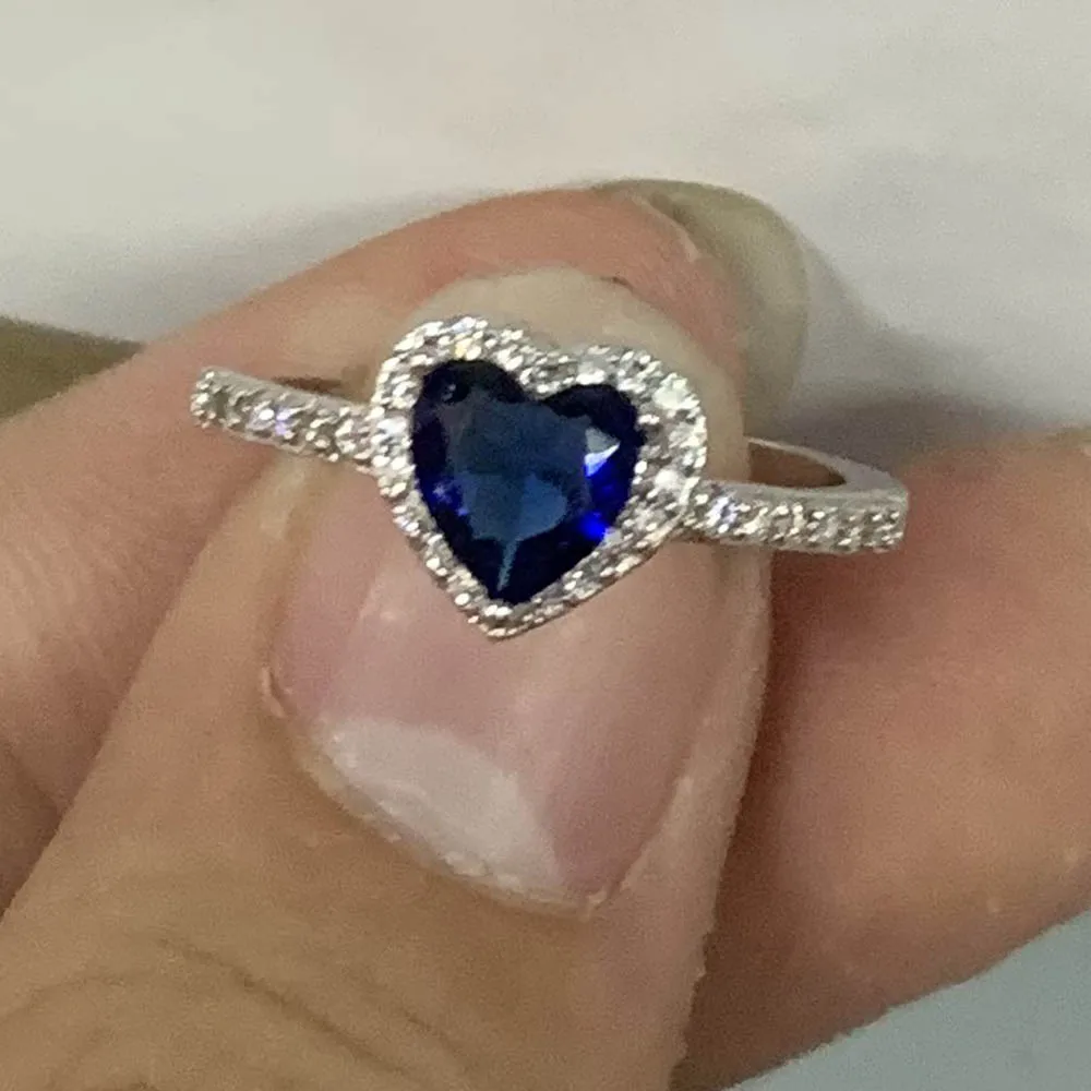 Princess Cut Natural Gemstones Moissanite Zircon Silver Color Engagement Wedding Party Heart Rings silver heart ring,silver rings,silver ring,wedding rings,moissanite ring,gemstone ring