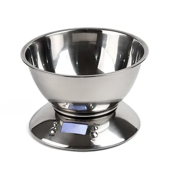 

Digital Kitchen Scale High Accuracy 11lb/5kg Food Scale With Removable Bowl Room Temperature, Alarm Timer Stainless Steel Libra
