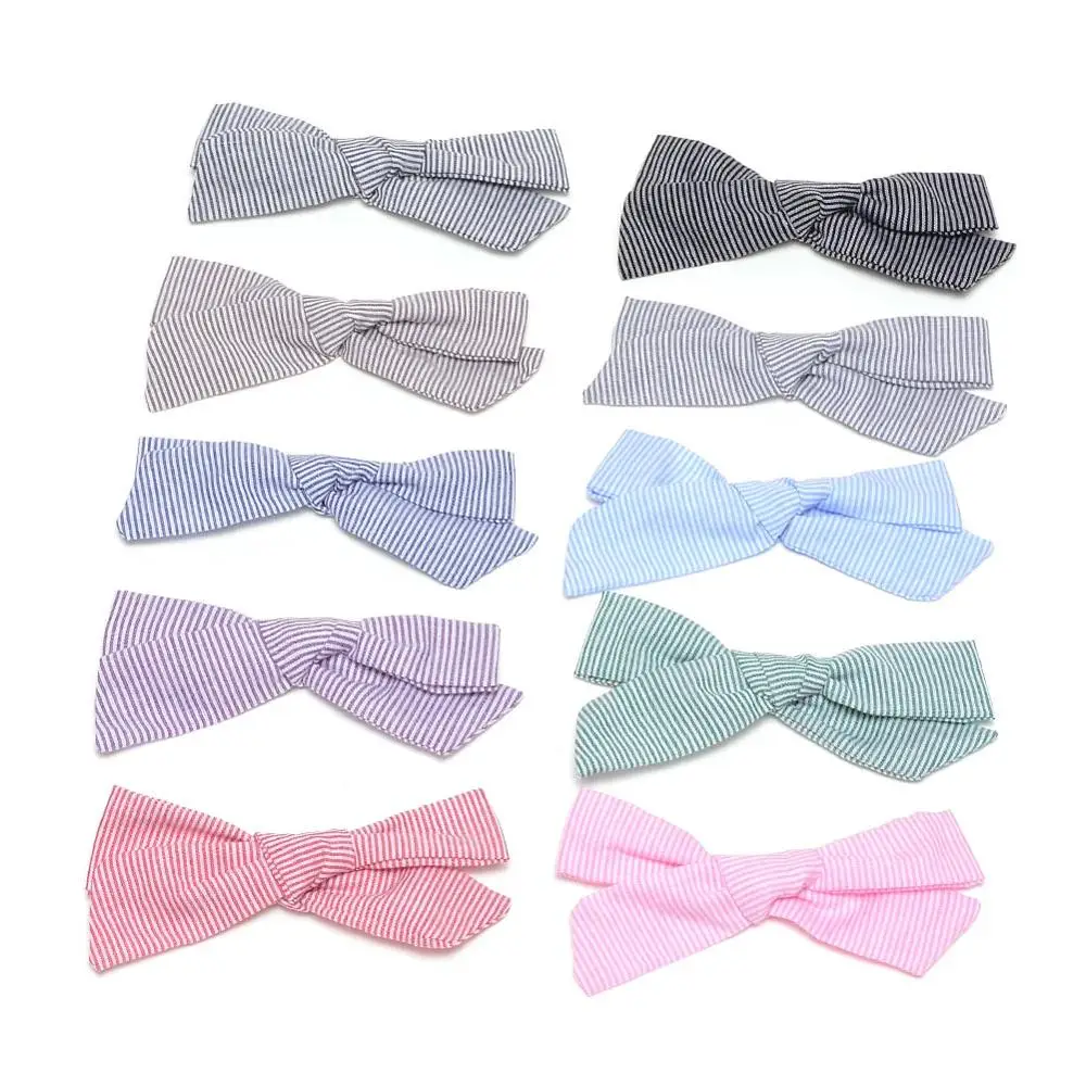 Mixed 10 Colors 20 шт./партия, тканевый бант в полоску, детские заколки для волос, заколки для волос, аксессуары для девочек-подростков, 10 цветов, JFNY143 - Цвет: Mixed 10 Colors