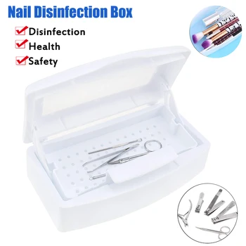 

New Nail Disinfection Box for Steel Metal Nipper Tweezers Tools Glass Balls Nail Art Manicure Tools Alcohol Disinfection Box