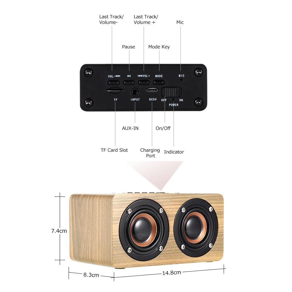 W5 Bluetooth динамик вкрапления из красного дерева BT 4,2 Двойной Громче динамик s супер бас сабвуфер Hands-free с микрофоном 3,5 мм AUX-IN TF карта