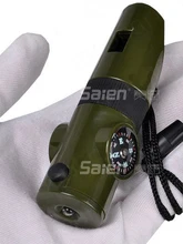  7-IN-1 Survival Whistle Great for Camping, Hiking, Hunting, Fishing, Outdoor Activities, Travel, Emergency Green 